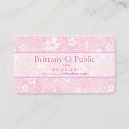 Roze hart bloemen visitekaartje (Voorkant)