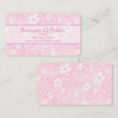 Roze hart bloemen visitekaartje (Voorkant / Achterkant)