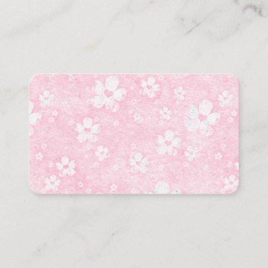 Roze hart bloemen visitekaartje (Achterkant)