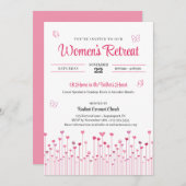 Roze Hart Bloemen Women's Church Retreat Kaart (Voorkant / Achterkant)