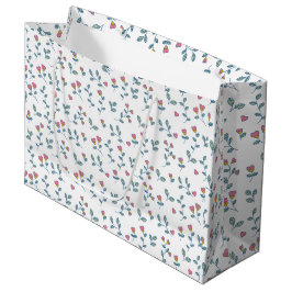 Roze Hart Bloemige Ditsy Witte Patroon Groot Cadeauzakje