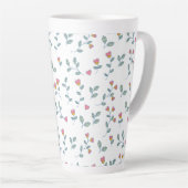 Roze Hart Bloemige Ditsy Witte Patroon Latte Mok (Rechterhoek)