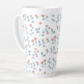 Roze Hart Bloemige Ditsy Witte Patroon Latte Mok (Linkerhoek)