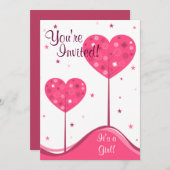 Roze Hart Bomen Valentijn Baby shower Invitation Kaart (Voorkant / Achterkant)