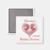 Roze hart, boog, bloemenmagneet Vrijgezellenfeest Magneet (Voorkant / Achterkant)