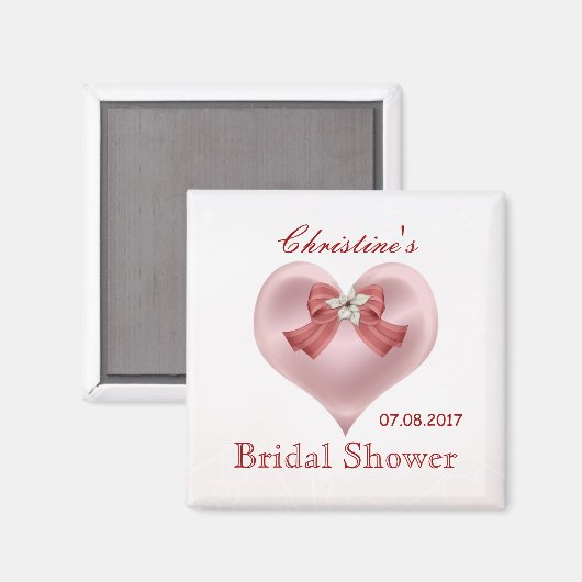 Roze hart, boog, bloemenmagneet Vrijgezellenfeest Magneet (Voorkant / Achterkant)