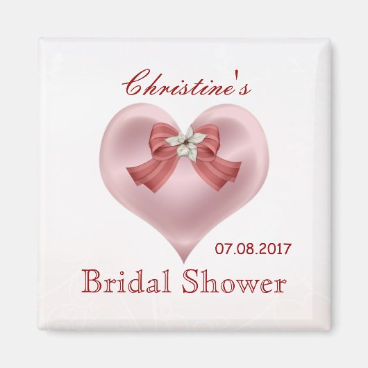 Roze hart, boog, bloemenmagneet Vrijgezellenfeest Magneet (Voorkant)