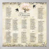 Roze Hart Boom - 100 tot 150 gasten - alfabetisch Poster (Voorkant)