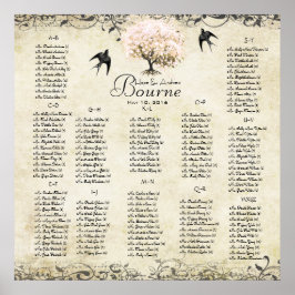 Roze Hart Boom - 100 tot 150 gasten - alfabetisch Poster