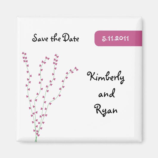Roze Hart Boom Save the Date Magnet (Voorkant)