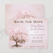 Roze Hart Boom Trouw Save the Date (Voorkant / Achterkant)