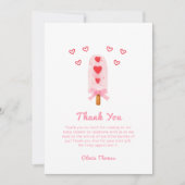 Roze Hart Bow Ice Cream Klaar voor Pop Baby shower Bedankkaart (Voorkant)