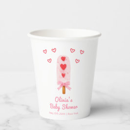 Roze Hart Bow Ice Cream Klaar voor Pop Baby shower Papieren Bekers