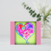 roze hart briefkaart (Staand voorkant)