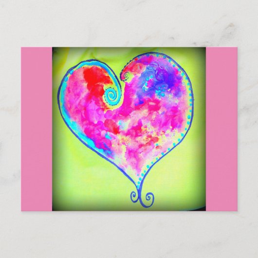 roze hart briefkaart (Voorkant)