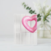 Roze hart briefkaart (Staand voorkant)