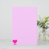 Roze hart briefpapier (Staand voorkant)