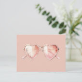 Roze Hart Bril Citaat Briefkaart (Staand voorkant)