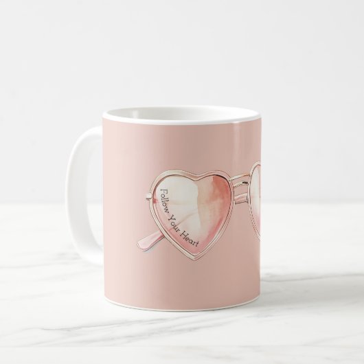 Roze Hart Bril Citaat Koffiemok (Voorkant links)
