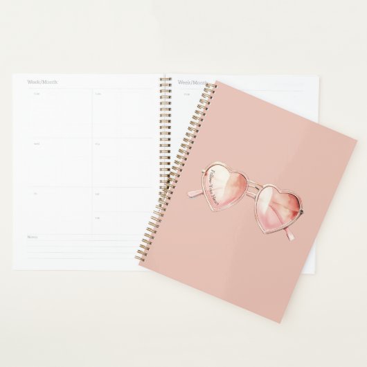 Roze Hart Bril Citaat Planner (Display)