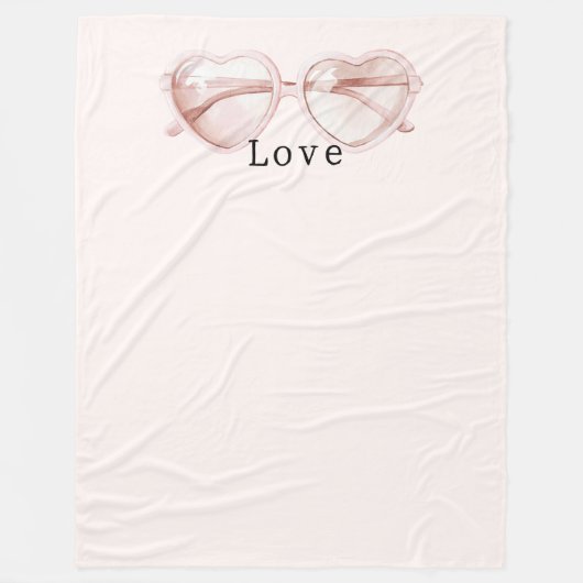 Roze hart bril liefde fleece deken (Voorkant)