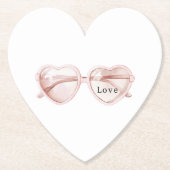 Roze Hart Bril Liefde Kartonnen Onderzetters (Voorkant)
