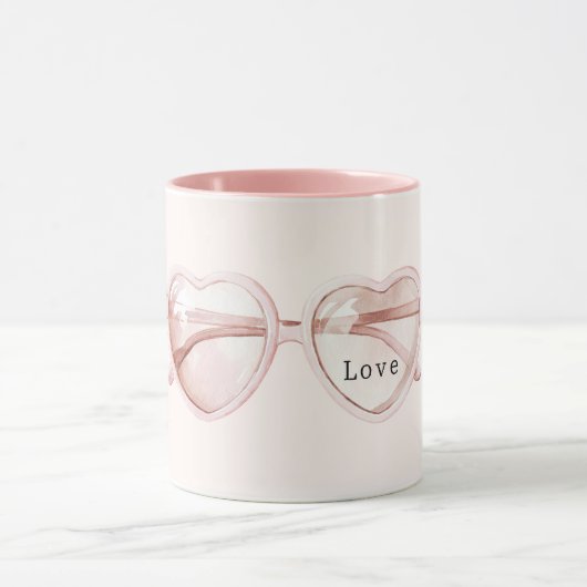 Roze Hart Bril Liefde Mok (Midden)