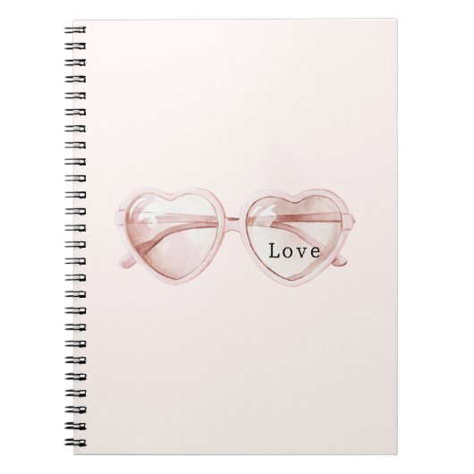 Roze Hart Bril Liefde Notitieboek (Voorkant)