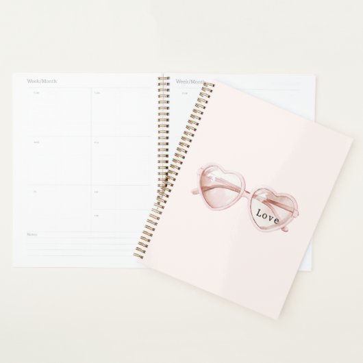 Roze Hart Bril Liefde Planner (Display)