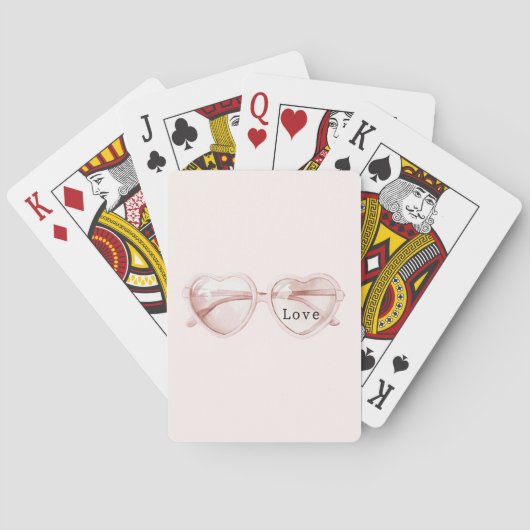 Roze Hart Bril Liefde Pokerkaarten (Achterkant)