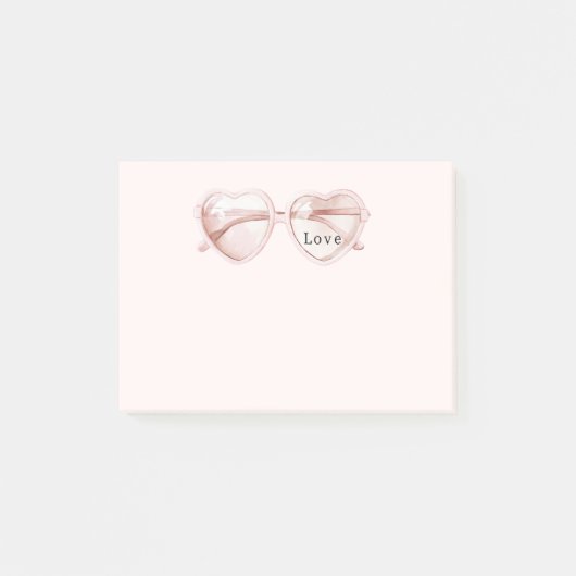 Roze Hart Bril Liefde Post-it® Notes (Voorkant)