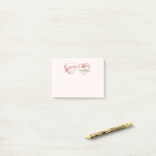 Roze Hart Bril Liefde Post-it® Notes (Op bureau)