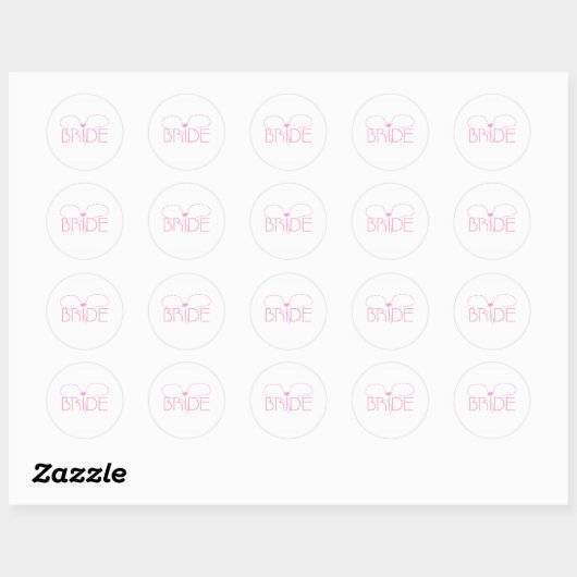 Roze Hart Bruid Ronde Sticker (Vel)