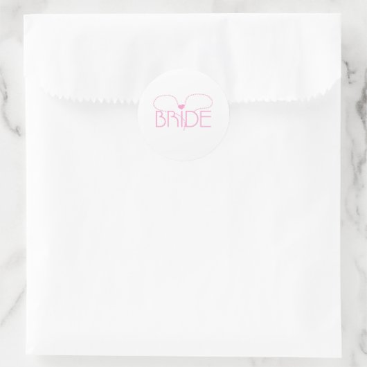 Roze Hart Bruid Ronde Sticker (Tas)