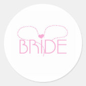 Roze Hart Bruid Ronde Sticker (Voorkant)