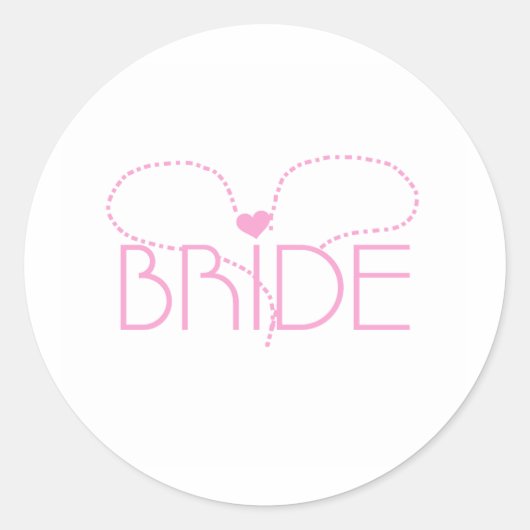 Roze Hart Bruid Ronde Sticker (Voorkant)