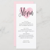 Roze hart bruiloft menu. Romantisch modern diner Menu (Voorkant / Achterkant)