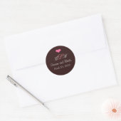 Roze Hart Bruiloft Monogram Sticker (Envelop)