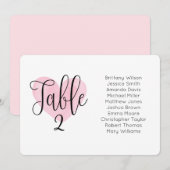 Roze hart bruiloft zitkaart. Landschapsplan Kaart (Voorkant / Achterkant)