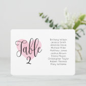 Roze hart bruiloft zitkaart. Landschapsplan Kaart (Staand voorkant)