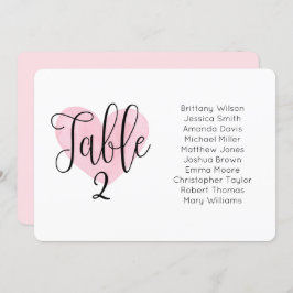 Roze hart bruiloft zitkaart. Landschapsplan Kaart