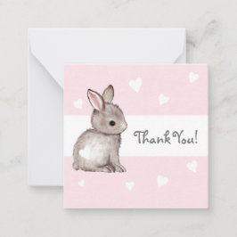 Roze Hart Bunny Baby shower Dank u Notecards Notitiekaartje
