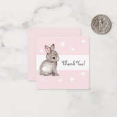 Roze Hart Bunny Baby shower Dank u Notecards Notitiekaartje (Voorkant / Achterkant in situ)
