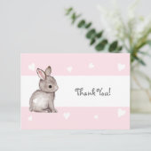 Roze Hart Bunny Dank u kaart (Staand voorkant)