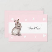 Roze Hart Bunny Dank u kaart (Voorkant / Achterkant)
