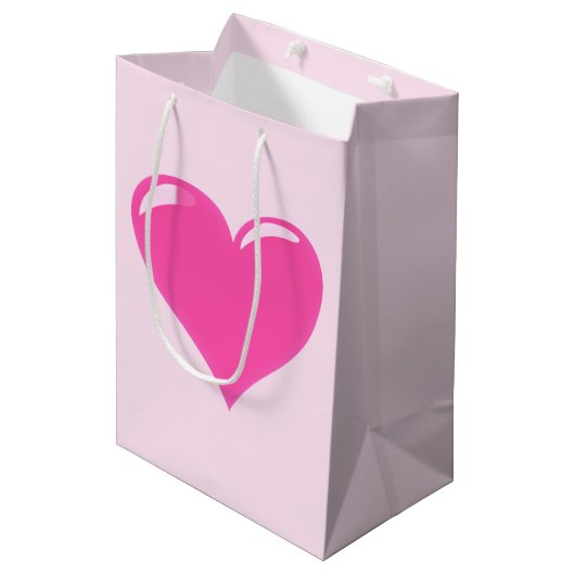 Roze Hart Cadeau Zak - Aanpasbaar Medium Cadeauzakje (Voorkant Gekanteld)