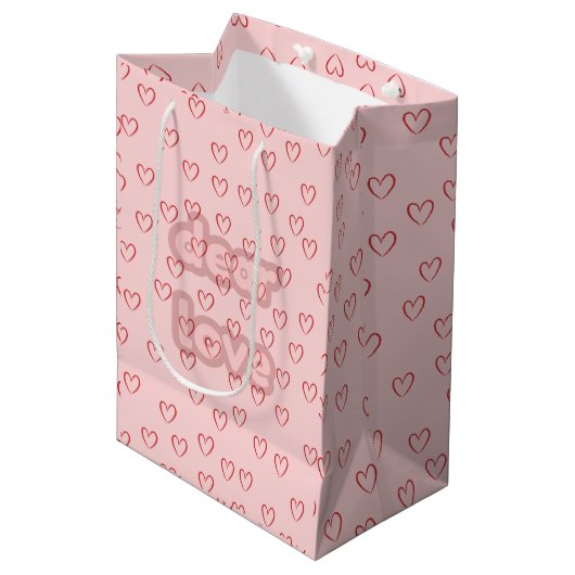 Roze Hart Cadeautas (Voorkant Gekanteld)