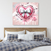 Roze Hart Canvas Afdruk (Insitu (Slaapkamer))