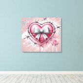 Roze Hart Canvas Afdruk (Insitu (Houten vloer))