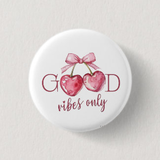 Roze Hart Canvas Tas, Positieve Quotes Tas, Cadeau Ronde Button 3,2 Cm